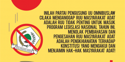 Pernyataan Sikap Aliansi Masyarakat Adat Terkait Penolakan Partai GOLKAR atas Pembahasan RUU Masyarakat Adat Pernyataan Sikap Aliansi Masyarakat Adat Terkait Penolakan Partai GOLKAR atas Pembahasan RUU Masyarakat Adat